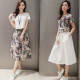 [Girl, parent-child spring and summer romantic skirt suit] 2-piece dress set High-end counter section cool linen cotton short-sleeved shirt + unique design cut skirt, formal leisure two affordable ☆ s-xxl
