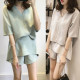[Spring and summer new girl, parent-child suit] 2-piece anti-light shorts skirt suit, high-quality fabric cut shirt + short skirt ☆ S-4XL