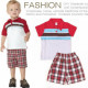[Children's new spring and summer casual wear] -2-piece suit - striped POLO short-sleeved shirt + red pattern pants / children's clothing / spring and summer suit ☆ 100-140