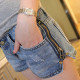 [Girls clothing, parent-child fashion section of the popular jeans] this summer, the most popular 100 掿 denim shorts ★ bilateral zipper design models shorts / brush white jeans
